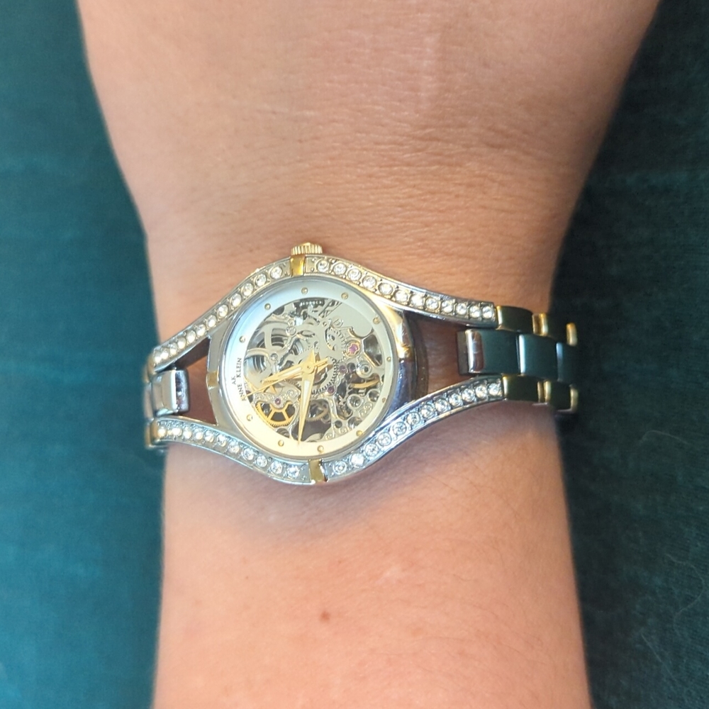 Two Tone Automatic Anne Klein Skeleton Watch - image 1